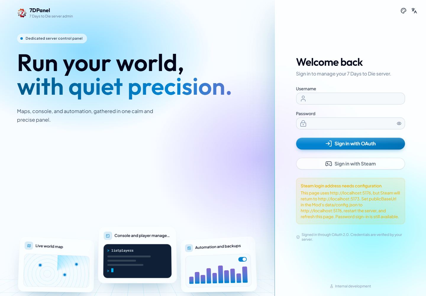 English sign-in page with password and Steam login options